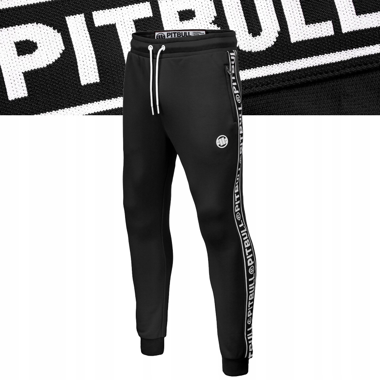 Pánské teplákové kalhoty Pitbull Oldschool Tape Logo Klasika Lampasy Teplákovka