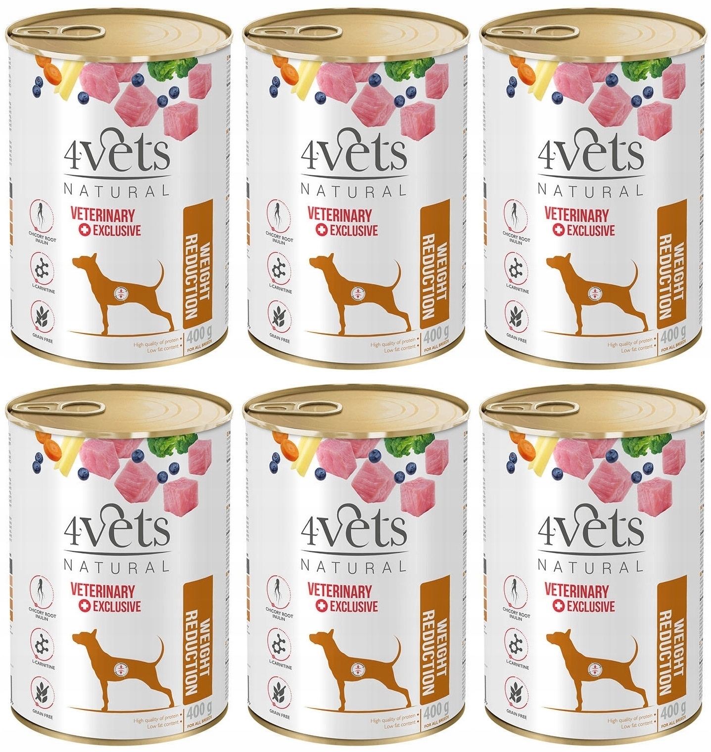 Levně 4Vets Natural Dog Weight Reduction 6 konzerv 400 g