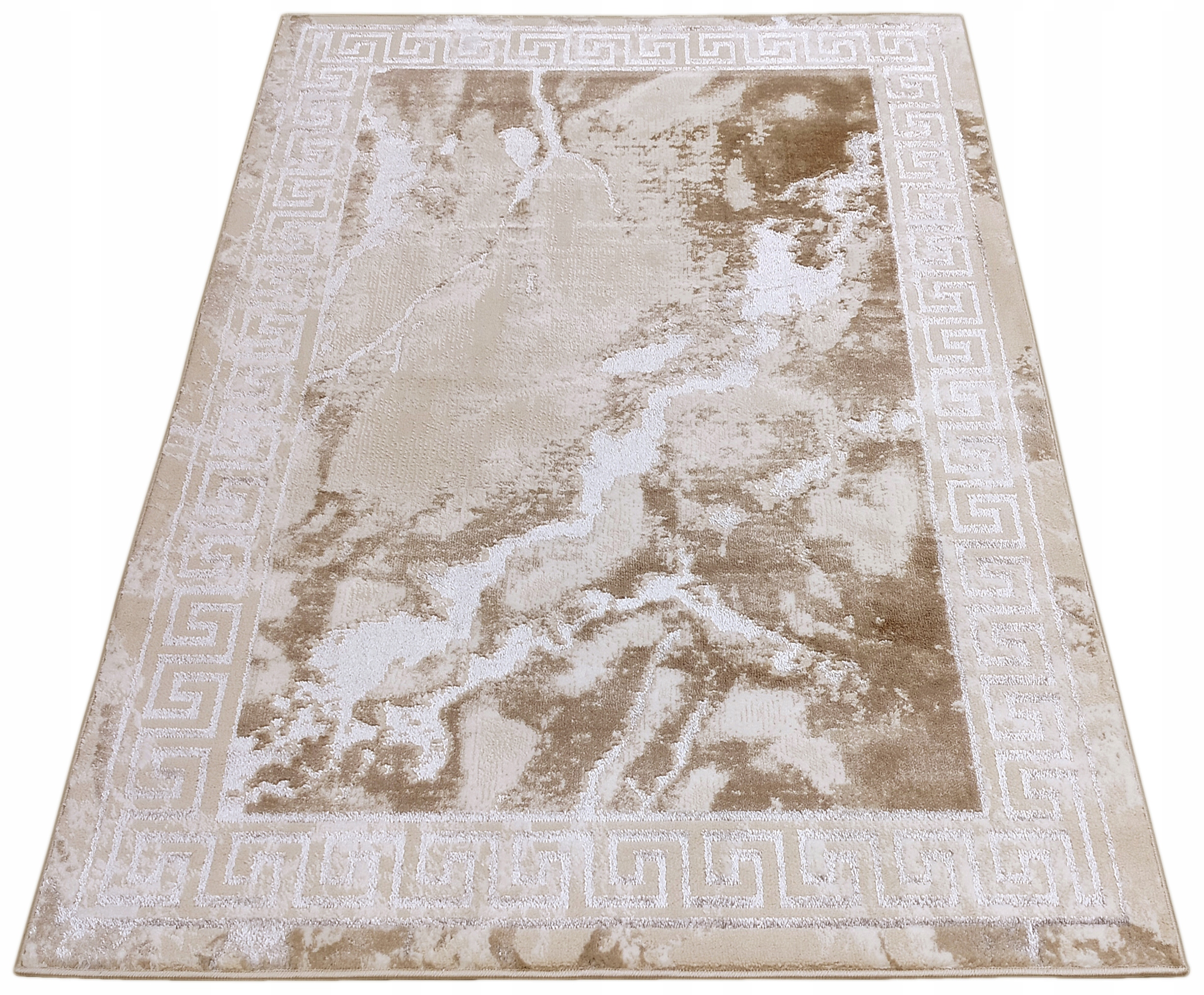 Koberec 140x190 Moderný Mramor Do Obývačky Béžový