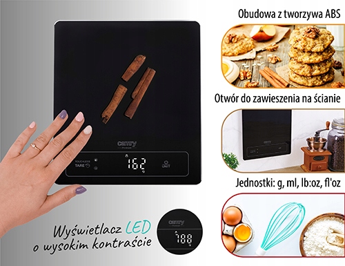 Waga kuchenna CR 3175 - 15kg, bezdotykowe tarowanie, wyświetlacz LED