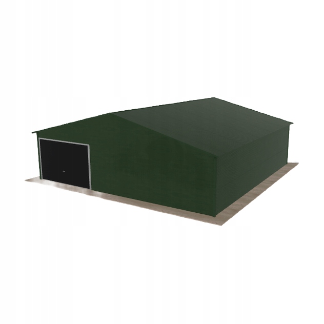 Plechová garáž 8.5x8.5 m jednopolohová, dvouspádová, zelená