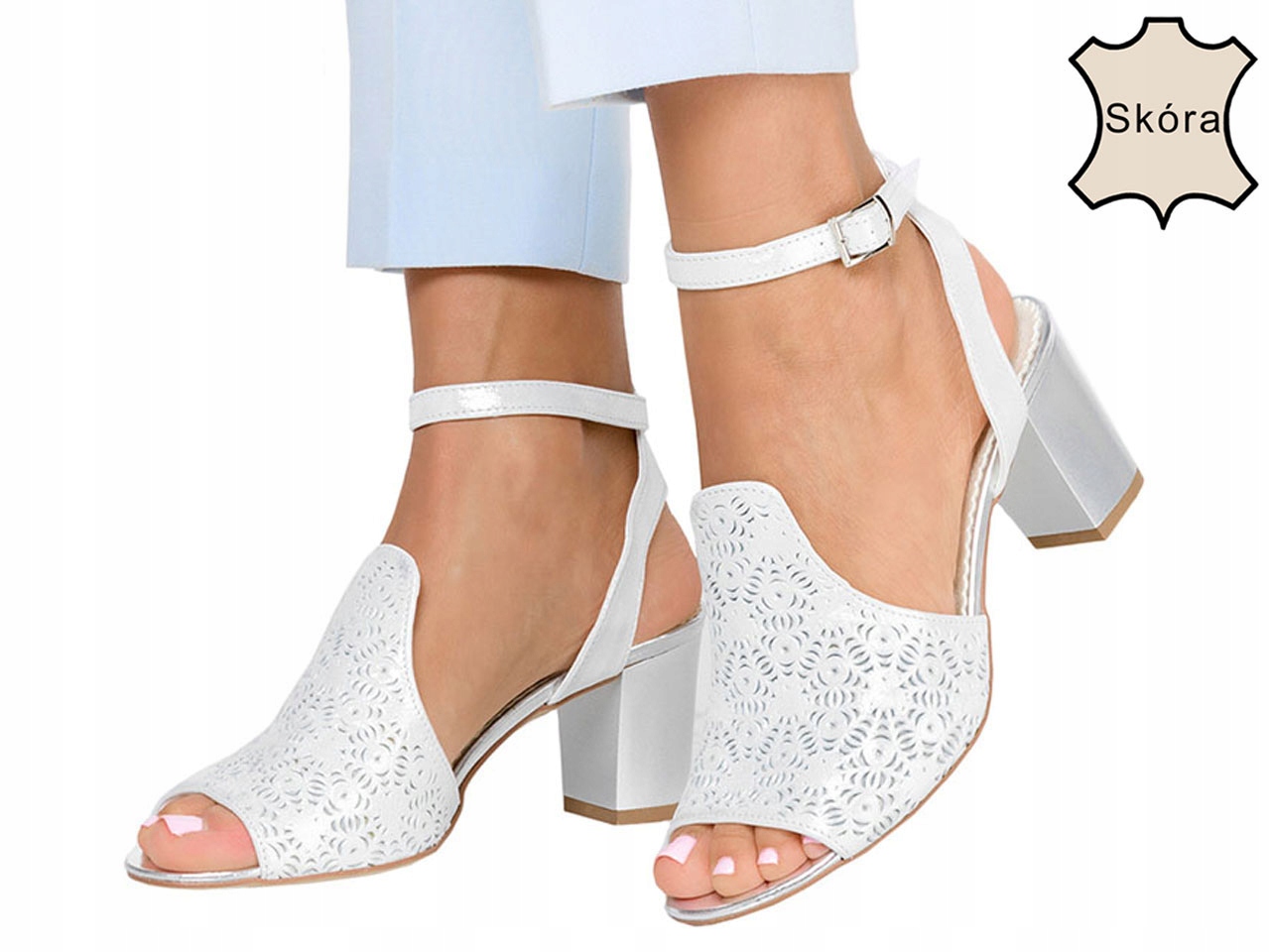 SANDAŁY BUTY BŁYSZCZĄCE NA SŁUPKU POLSKA SKÓRA 36