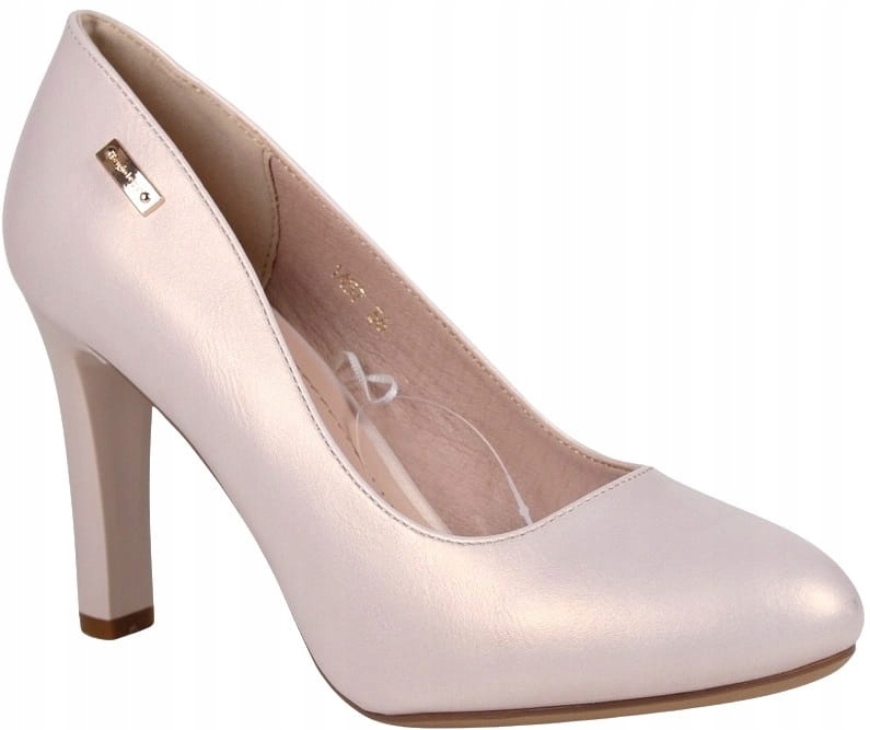 Béžové Perleťové Lodičky Na Podpatku, Pohodlné Lodičky Na Stabilním Podpatku