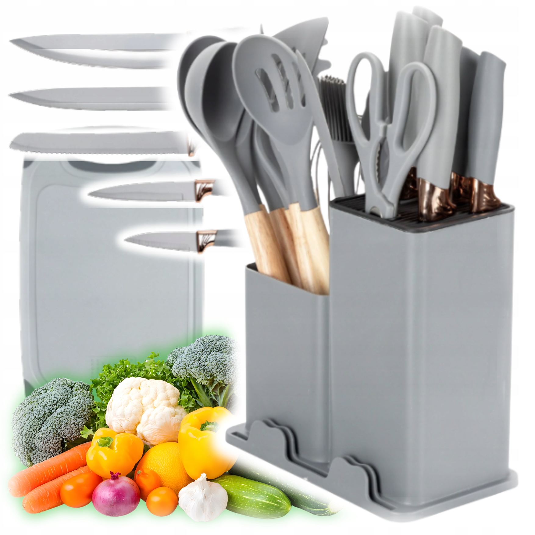 Sada Kuchyňských Nožů Akcesoria Kuchyňské Náčiní Nože Komplet Blok Deska