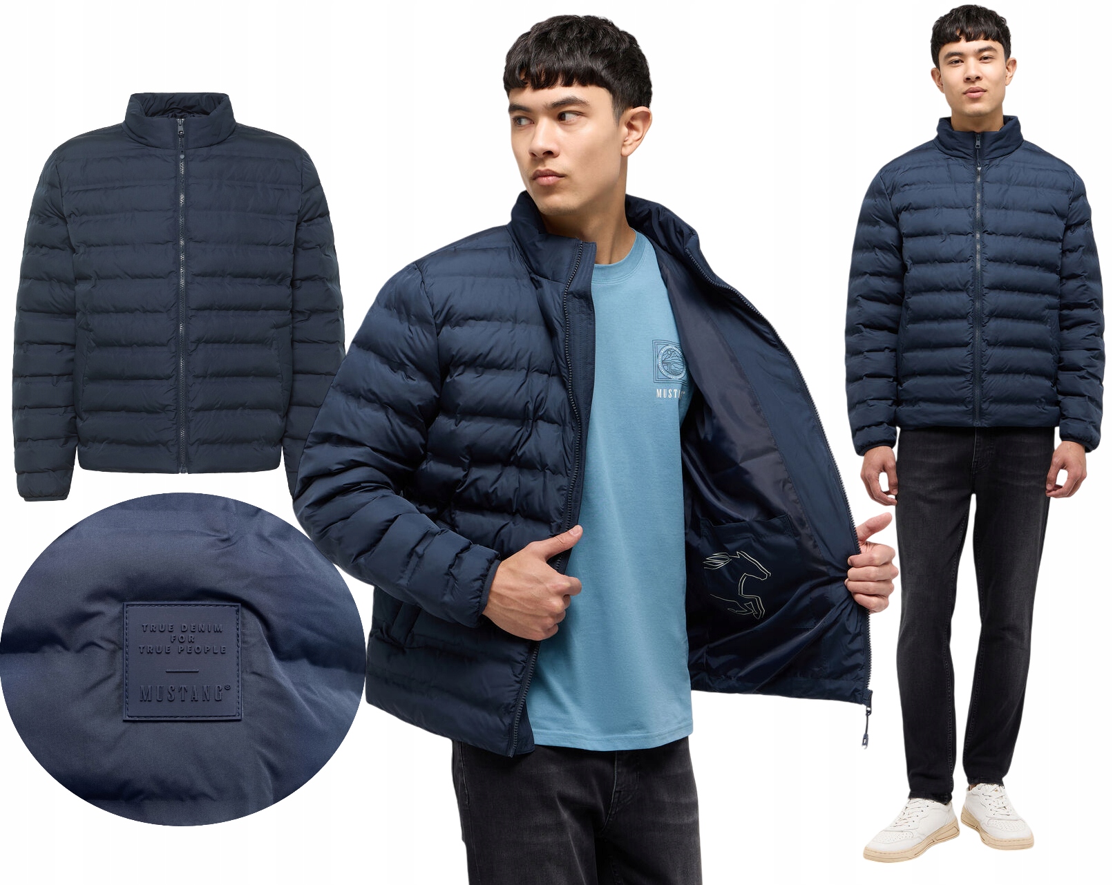 Pánská podzimní péřová bunda Mustang Tmavě modrá Bez Kapuce Creston vel. L