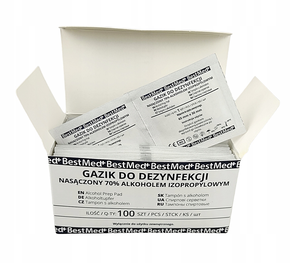 

Gaziki do dezynfekcji nasączone alkoholem 100szt