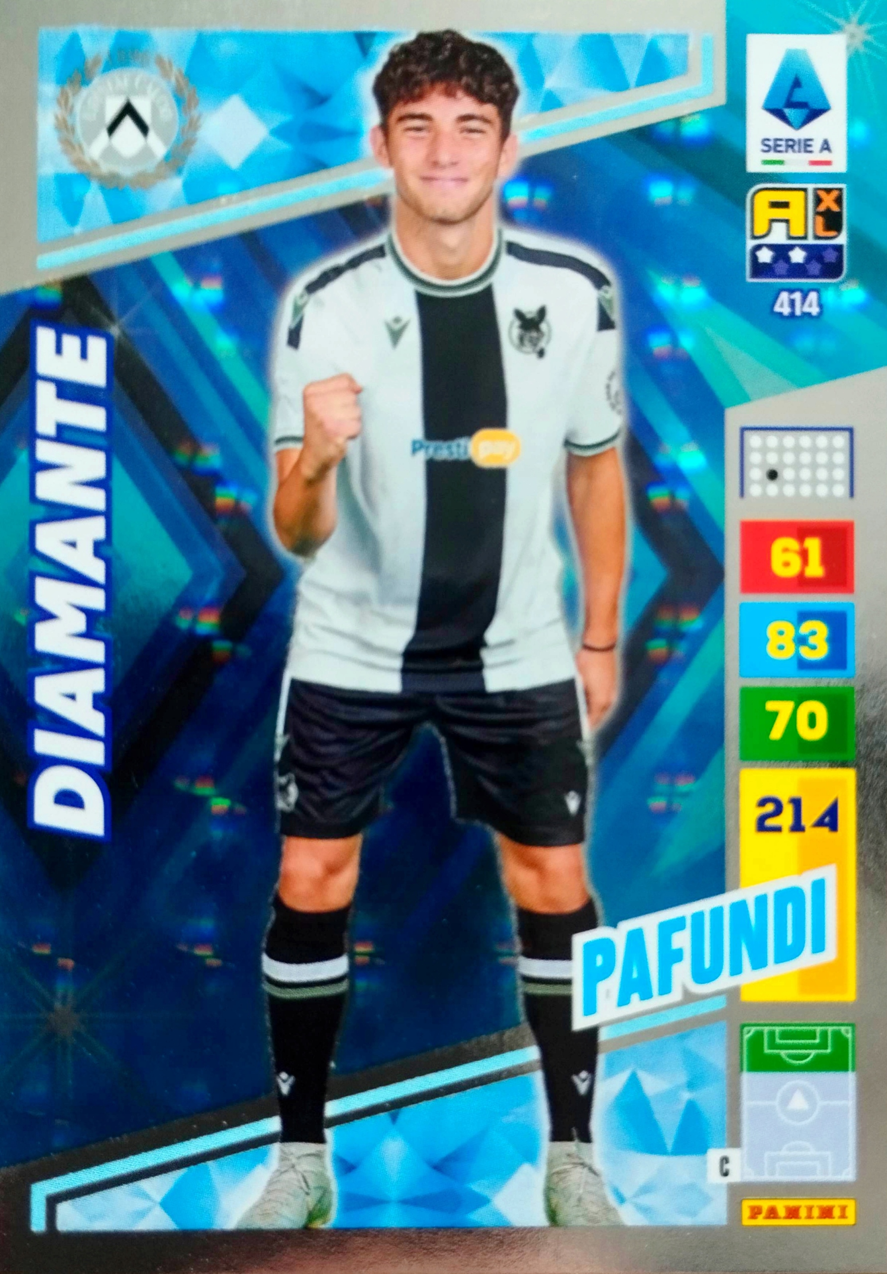 Panini Calciatori Liga Włoska 2023 2024 Diamante 414 Pafundi Udinese