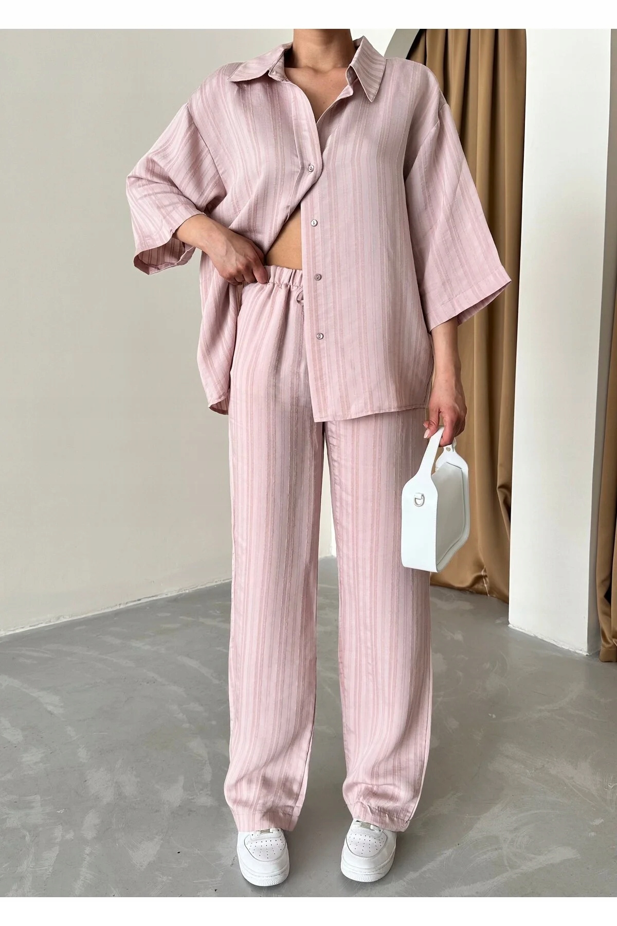 Dámský Růžový Komplet S Volánky Typu Modal A Elastan M 5HA*