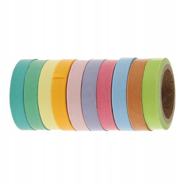 10 Washi Rainbow Sticky Paper Maskująca taśma