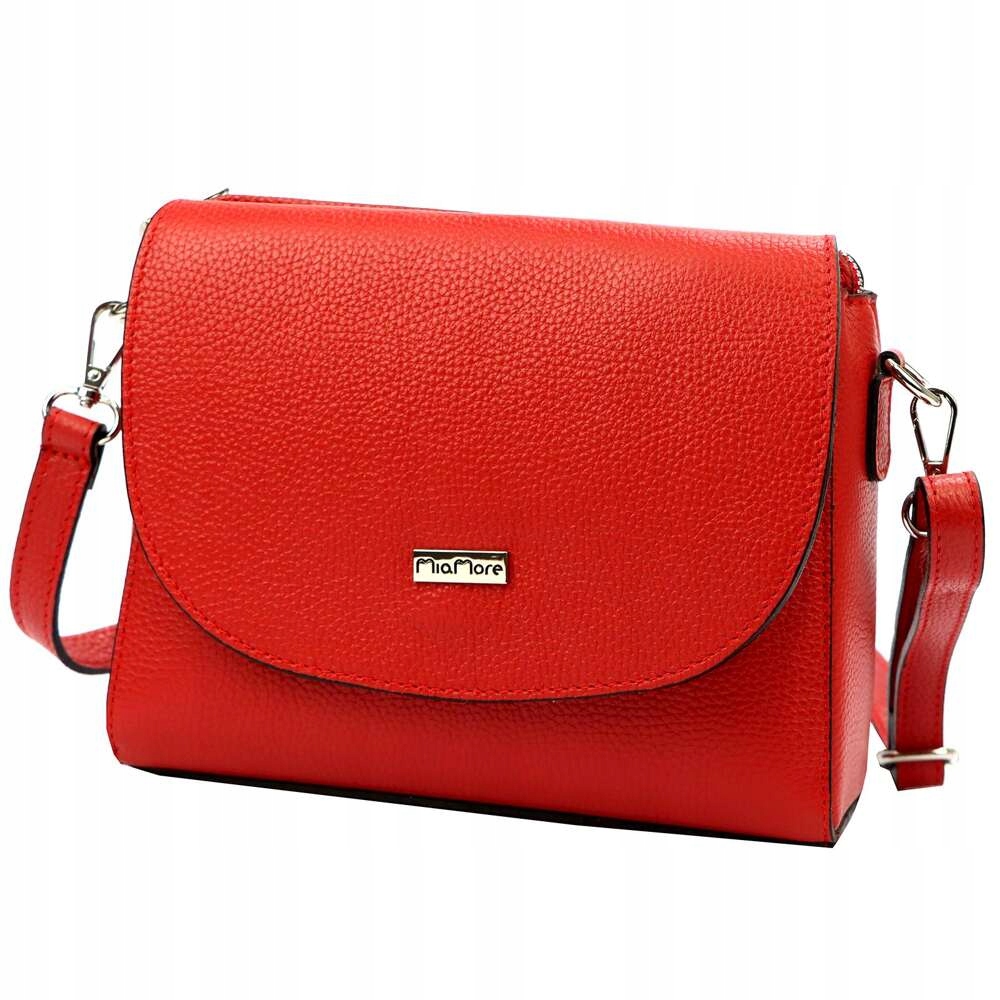 Kožená kabelka MiaMore Kabelka Přes Rameno Červená MiaMore 01-067 Dollaro
