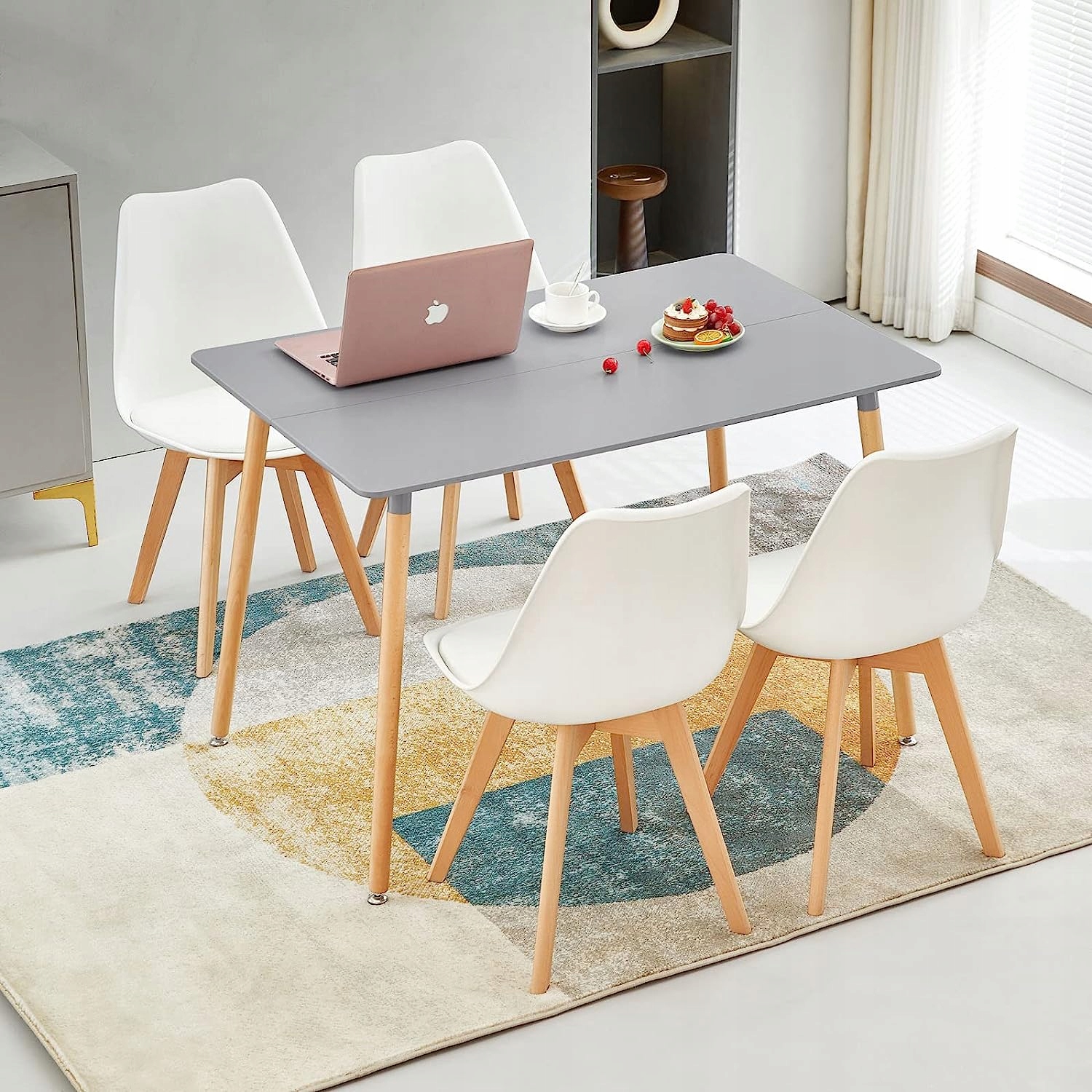 KRZESŁO Z PODUSZKĄ BIAŁE DSW DO JADALNI BIURA SALONU STYL SKANDYNAWSKI