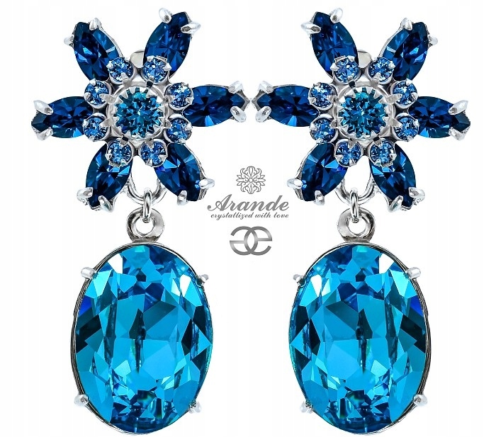 Dlouhé krystaly Náušnice Turquoise Azure Certifikát