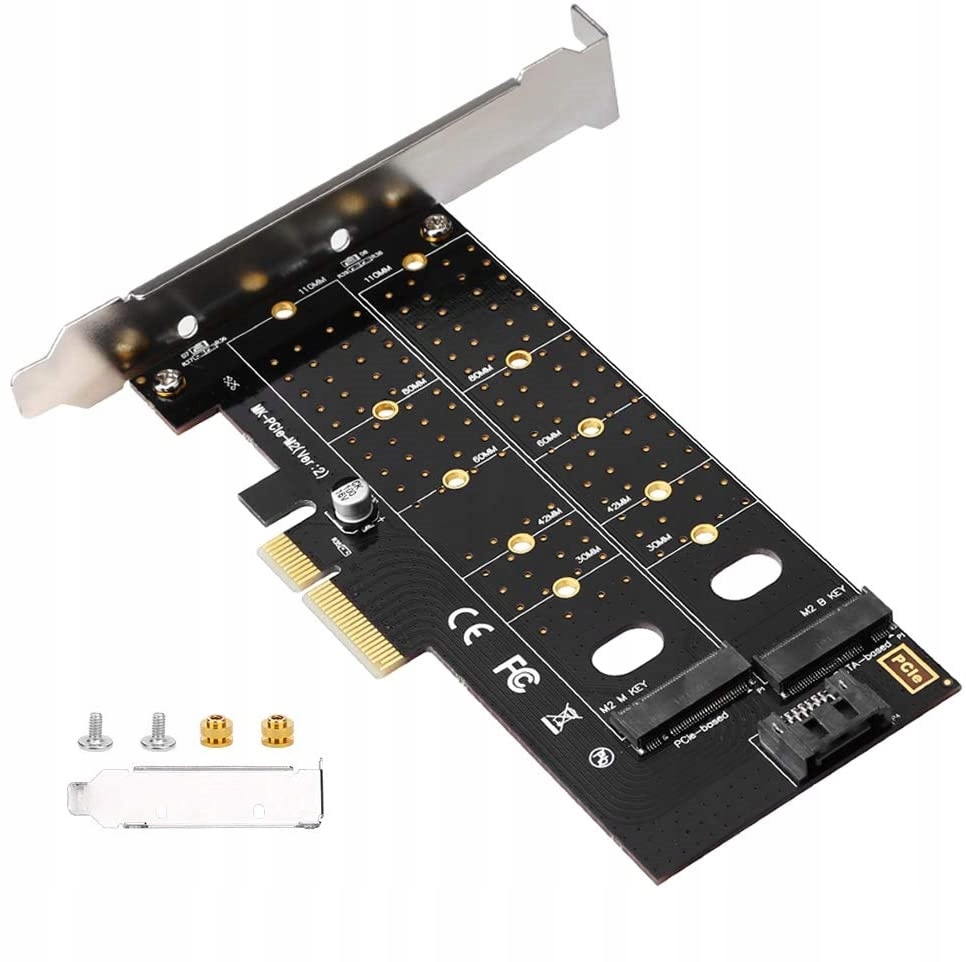 

Adapter 2x dysk M.2: Sata NVMe do Pci-e x4 Dual