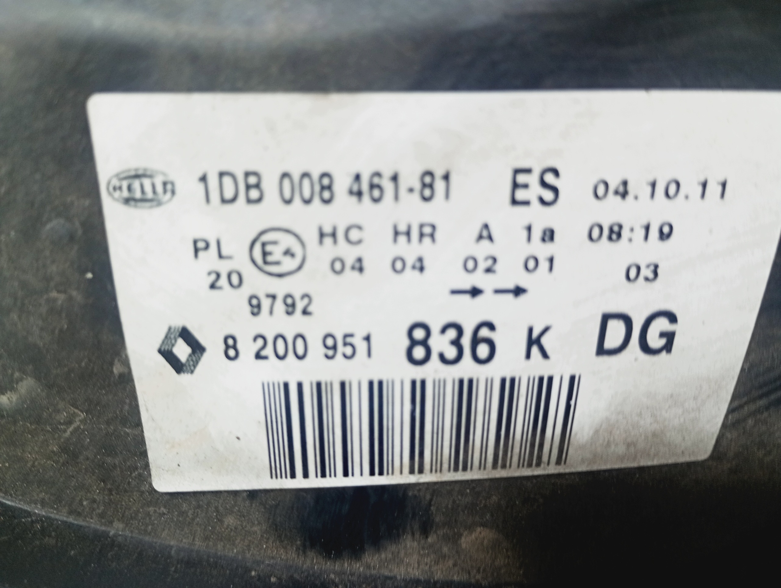 light left reflektor left front 8200951836K RENAULT Clio II lift 01-05
