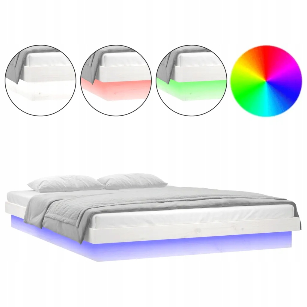 Rám postele s Led, bílý, 204 x 183,5 x 21 cm, pro matraci 180 x 200 cm