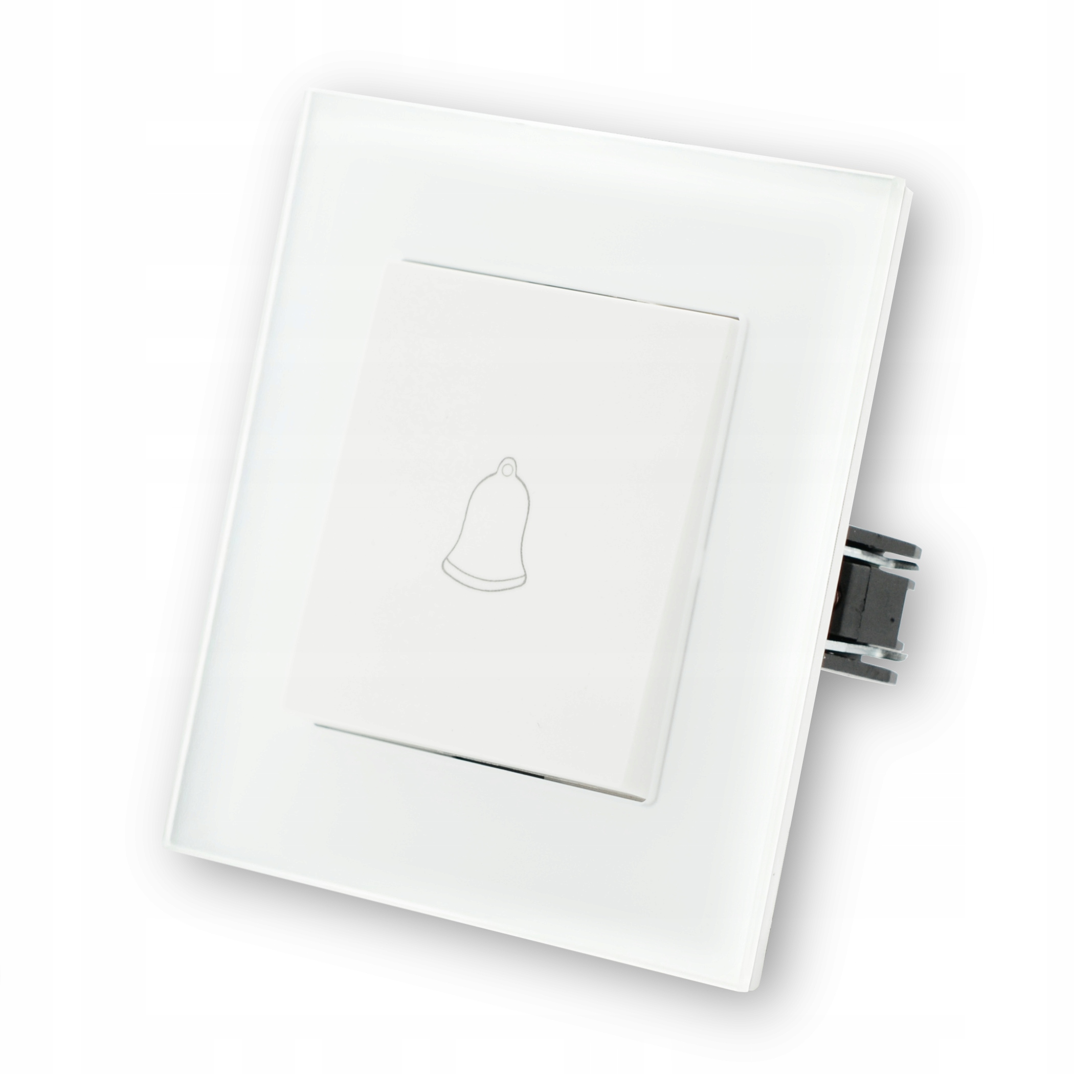 WŁĄCZNIK KLASYCZNY DZWONKOWY DZWONKA W SZKLANEJ RAMCE BIAŁY SERIA EVO2