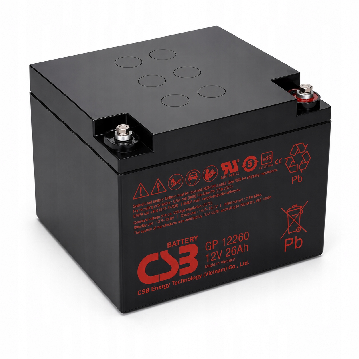 Akumulator Csb z VdS 12V 26Ah Bateria Agm do central alarmowych i P.poż