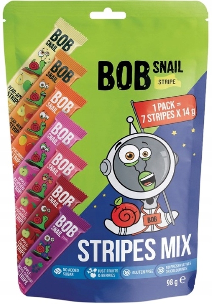 Levně 3x Bob Snail mix chutí Zdravé Svačinky proužky strips 100% ovoce 7 x 14 g