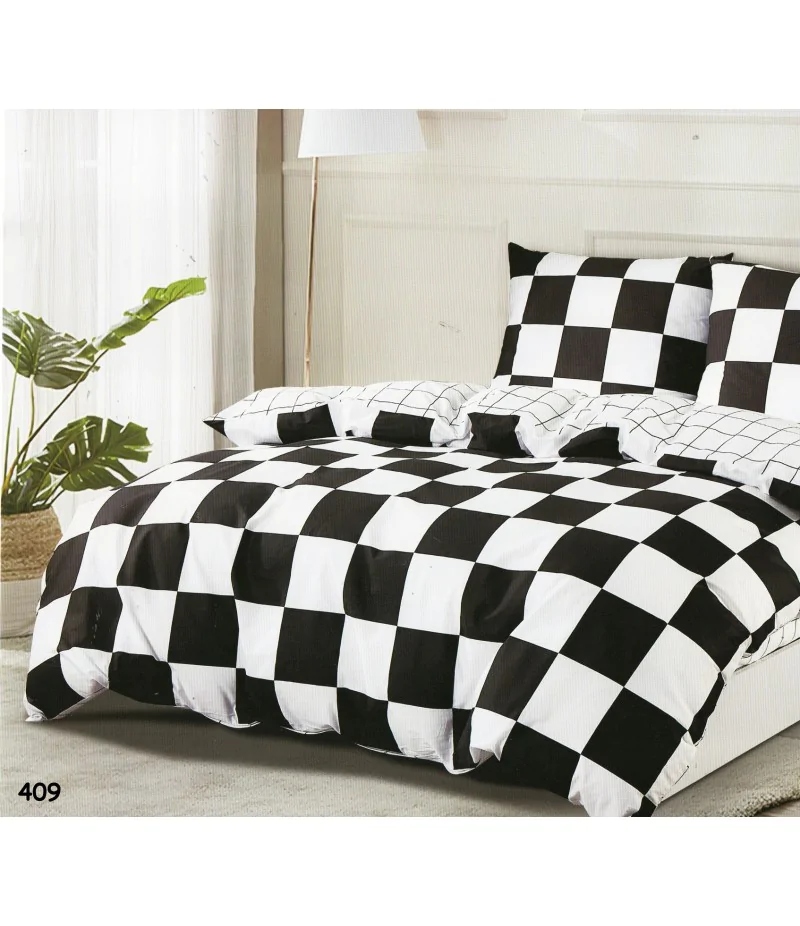 Pościel 160x200 Dwustronna Bawełna Satynowa Collection World Szachownica