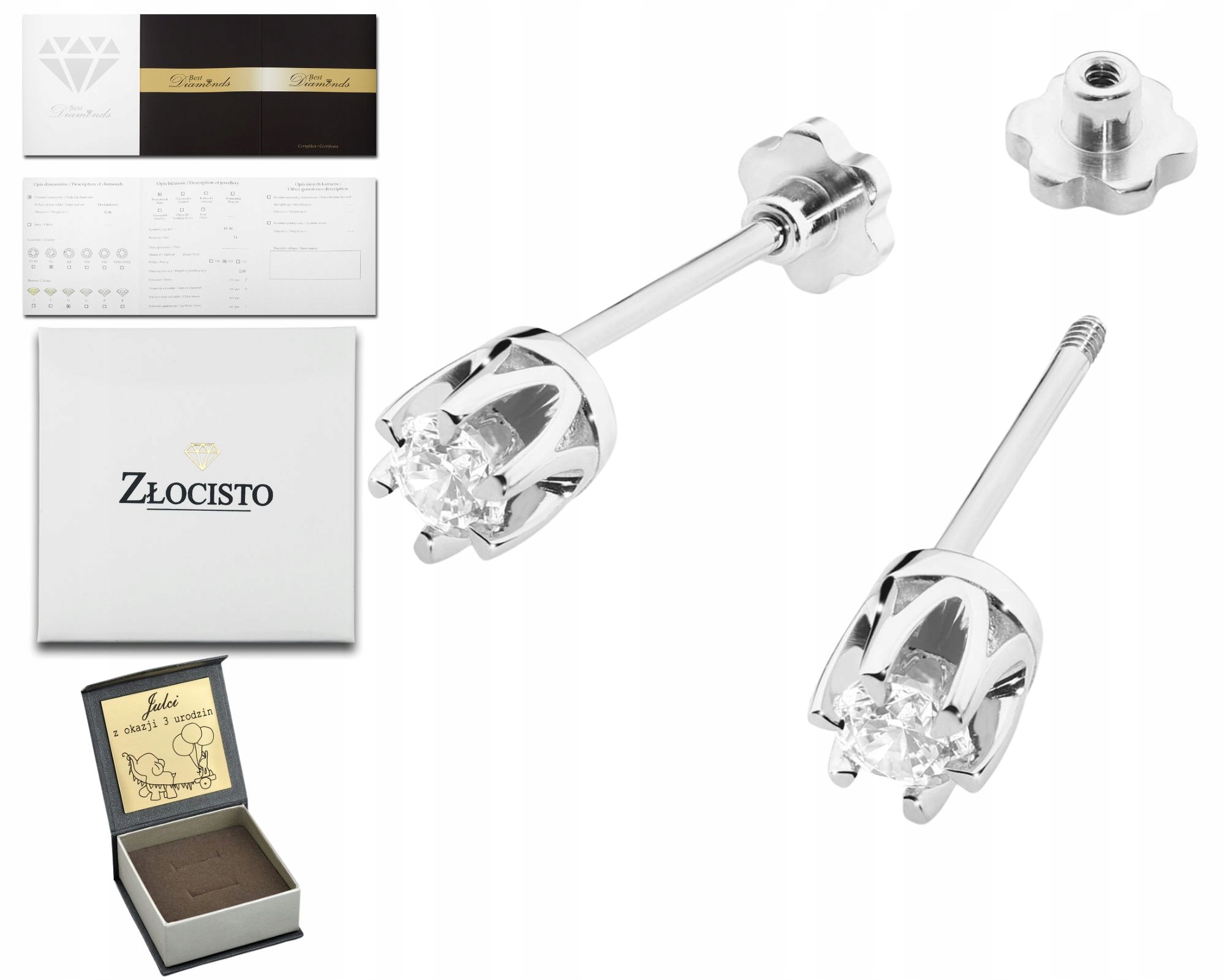 Bílé Zlato Náušnice S Brilianty 0,16 Ct Šroubovací Tyčinka Zlato 585