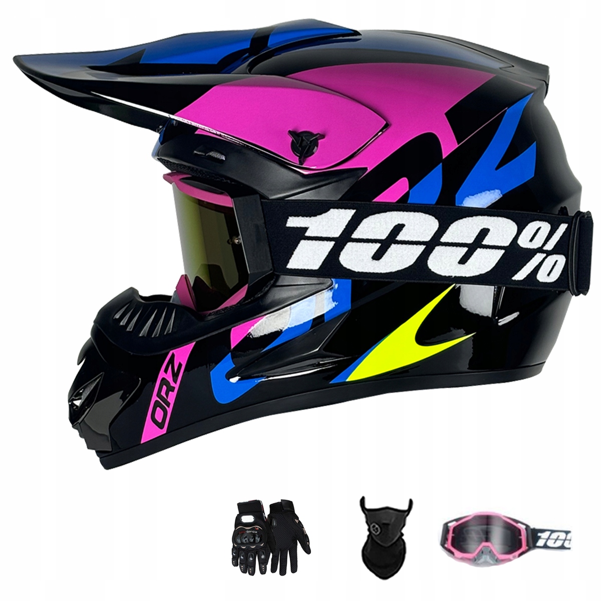 Motocyklová Přilba Lehká Enduro Quada Brýle Rukavice Maska XL