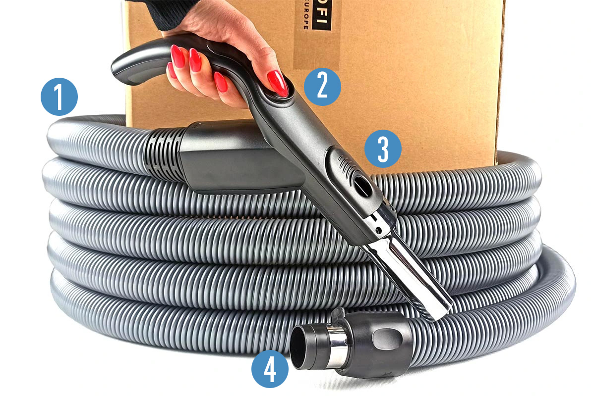 ZESTAW WĄŻ RURA ODKURZACZ CENTRALNY ON/OFF 12M PROFI PLASTIFLEX Długość 12 m