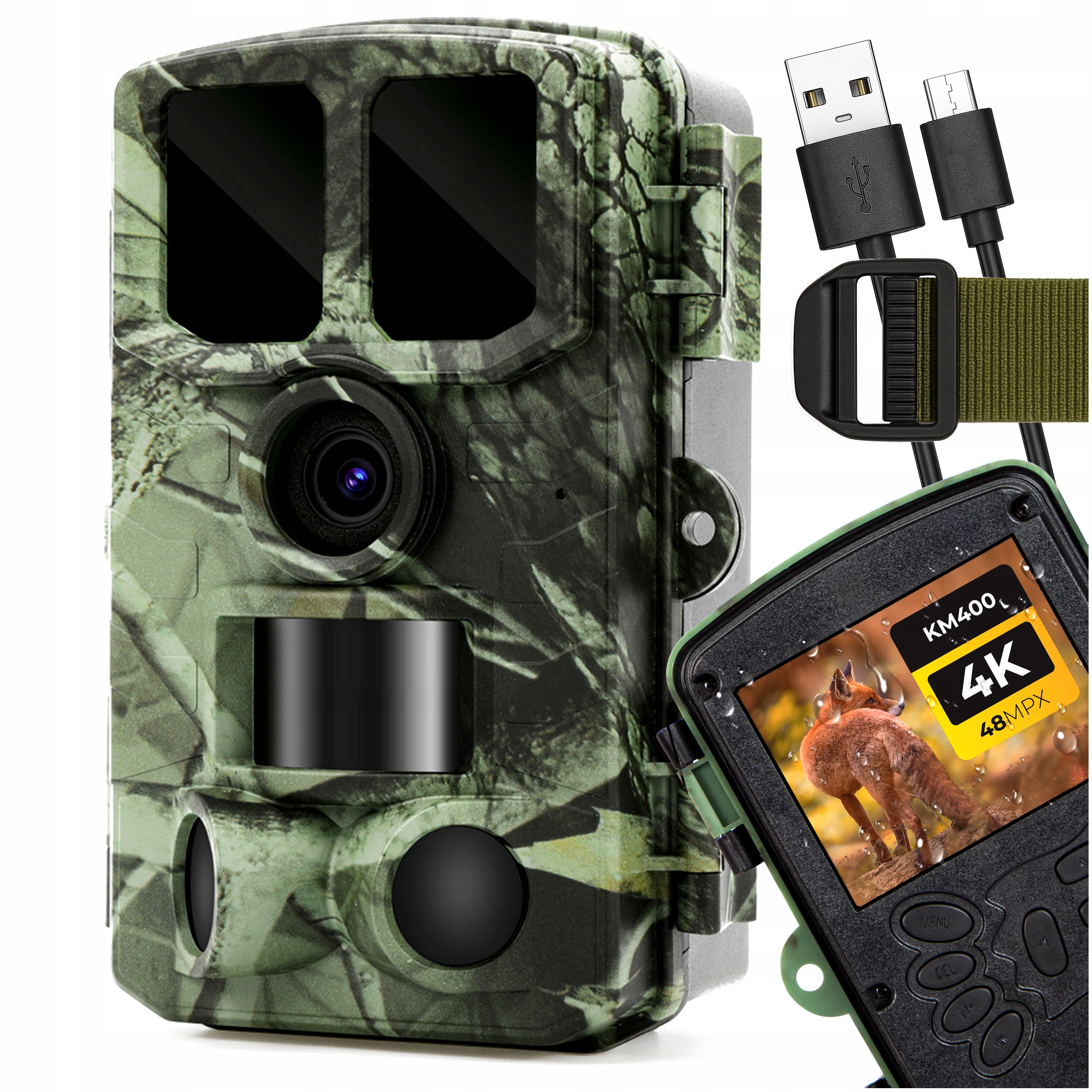 Fotopast Lovecká Lesní Kamera Vodotěsná 4K 48MPX 850 Nm Polské Menu