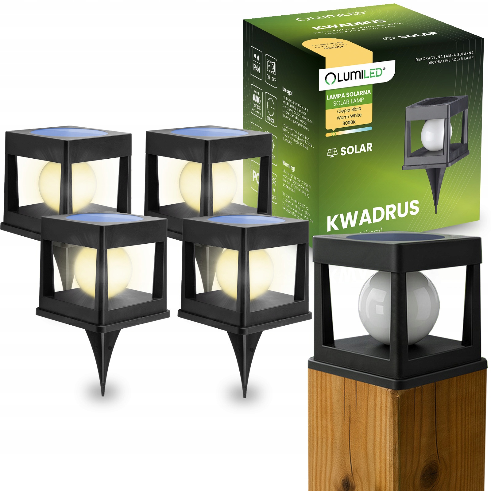 4x Solární Zahradní Lampa Led Zapichovací dekorativní venkovní lampa Kula 3000K