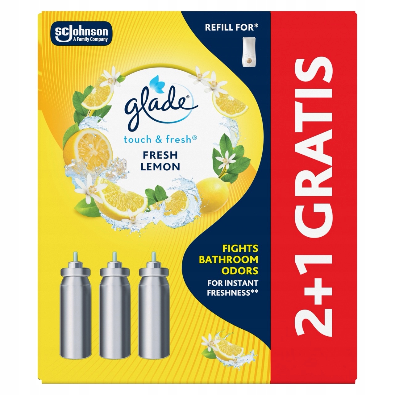 3X WKŁAD DO ODŚWIEŻACZA POWIETRZA ZAPACH DO DOMU SPRAY GLADE ŚWIEŻA CYTRYNA