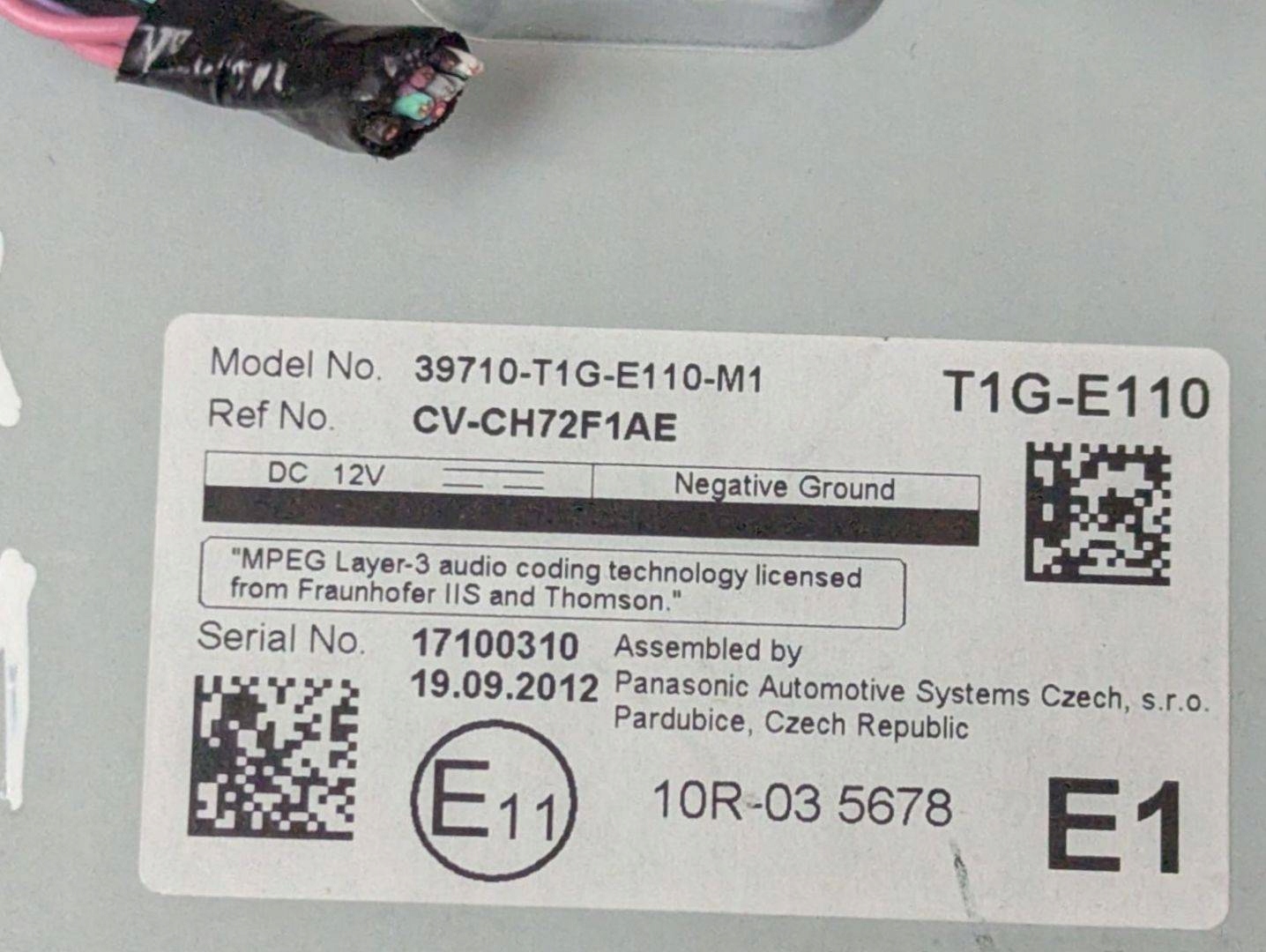 display Honda CR-V 4 RE6 2013 39710-T1G-E110-M1