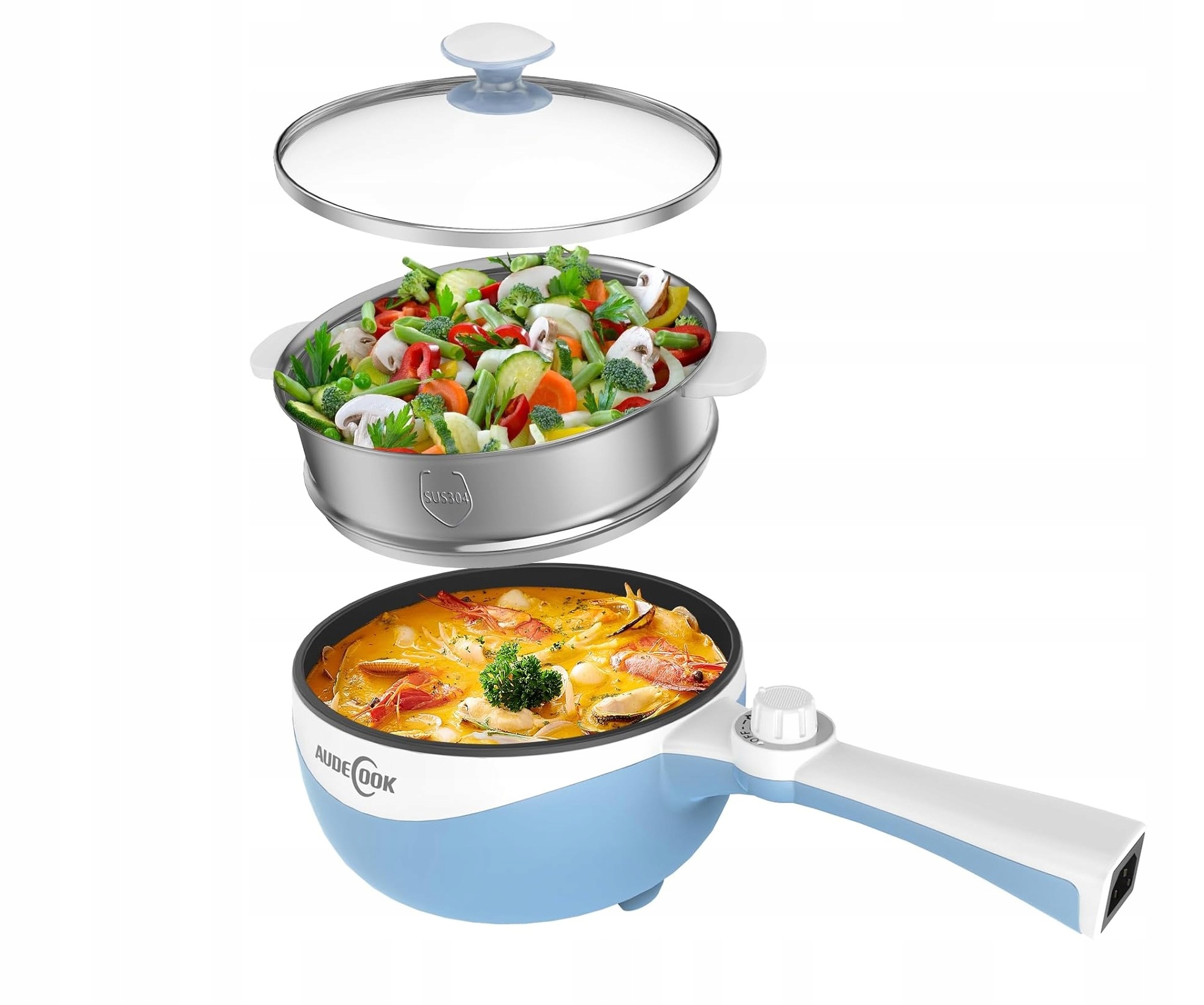 AUDECOOK Elektryczny Garnek Hot Pot 1,7L Przenośna Patelnia — miniatura 8