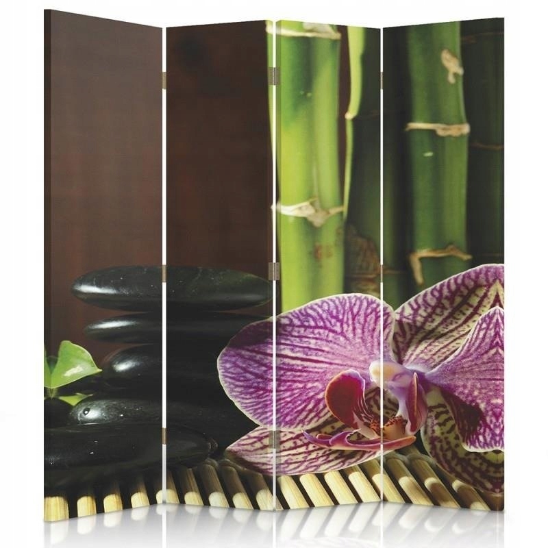 Obojstranný zenový paraván s ružovou orchideou 145x170