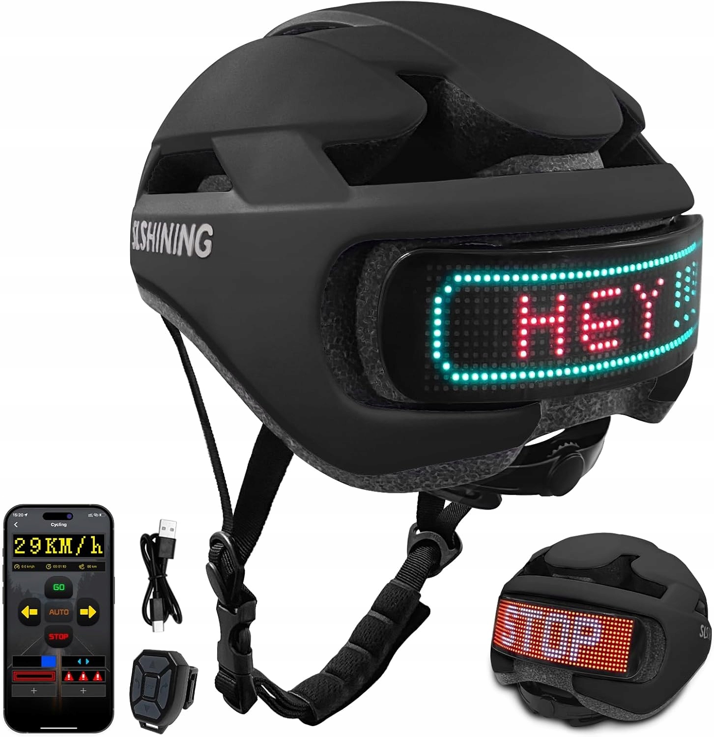 KASK ROWEROWY INTELIGENTNY REGULOWANY LED Z APP KONTROLA 58-62CM