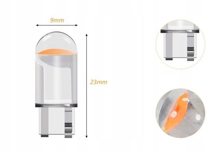 Dioda LED COB W5W T10 TRANSPARENTNA BIAŁA 12V Rodzaj LED