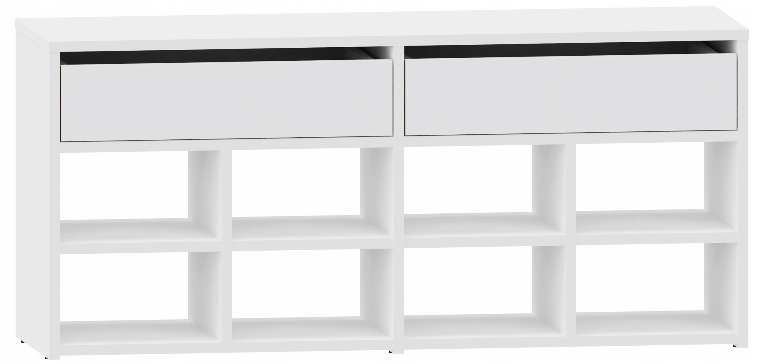 Skrinka na topánky Zappa biela 2 priestranné zásuvky otvorené police komoda