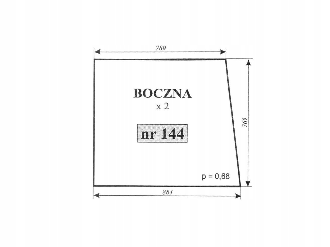 БОКОВОЕ СТЕКЛО C-355 ЧЕШСКОЕ 144
