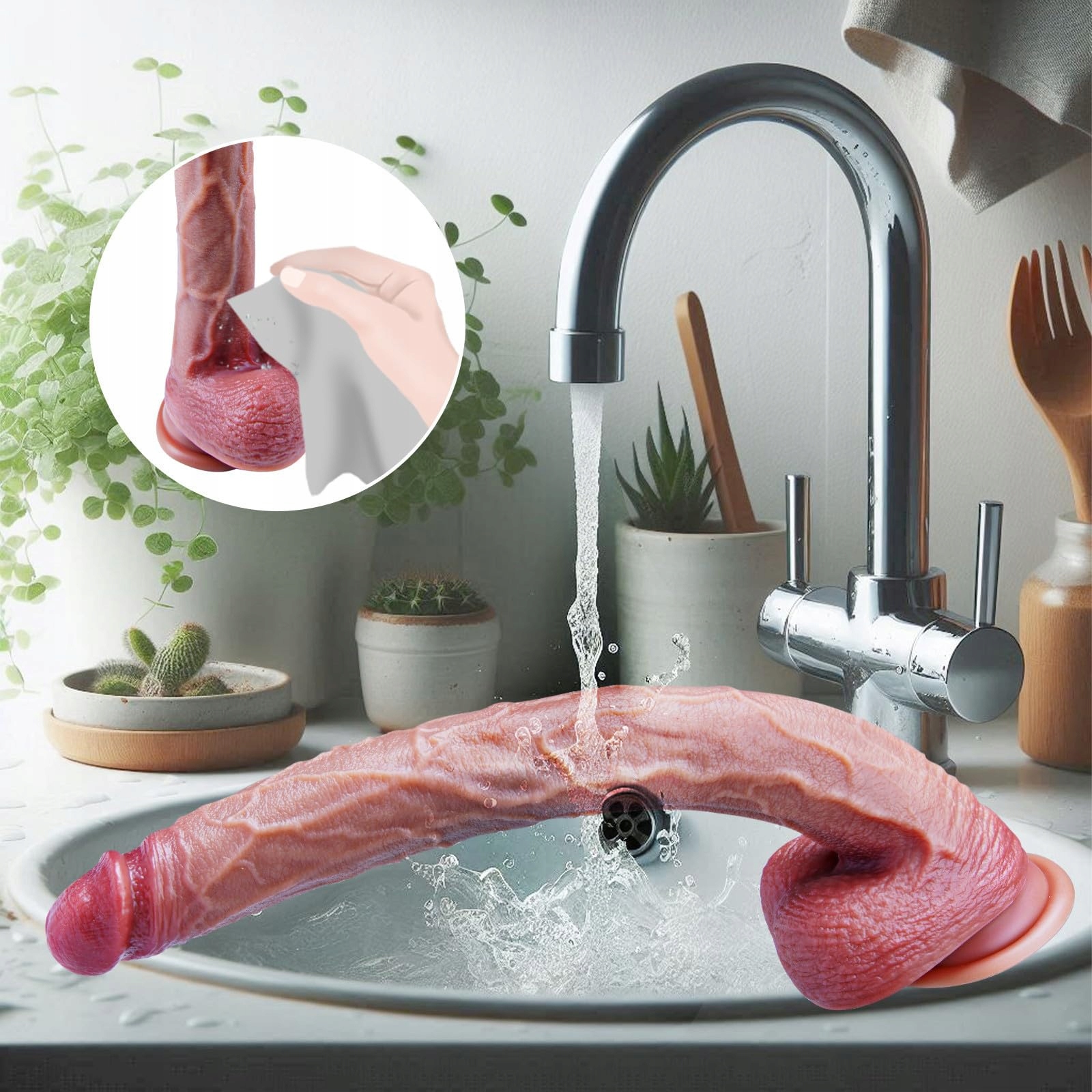 XXXL RIESENDILDO Realistyczny Miękki Silikonowy Dildo z Przyssawką 42 cm — miniatura 5