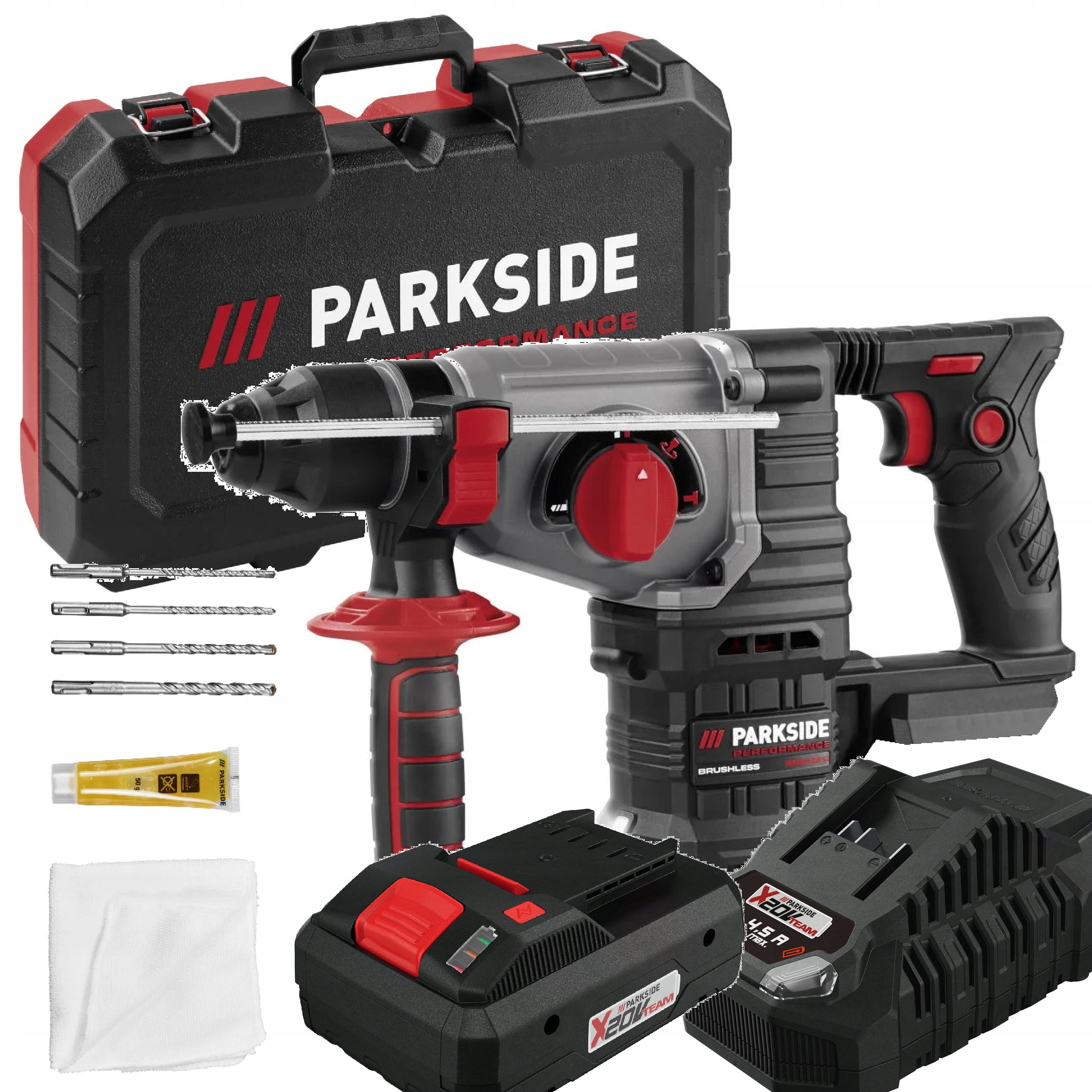 Příklepová vrtačka Sds Plus Parkside akumulátor 4Ah Smart kladivo 1,9J