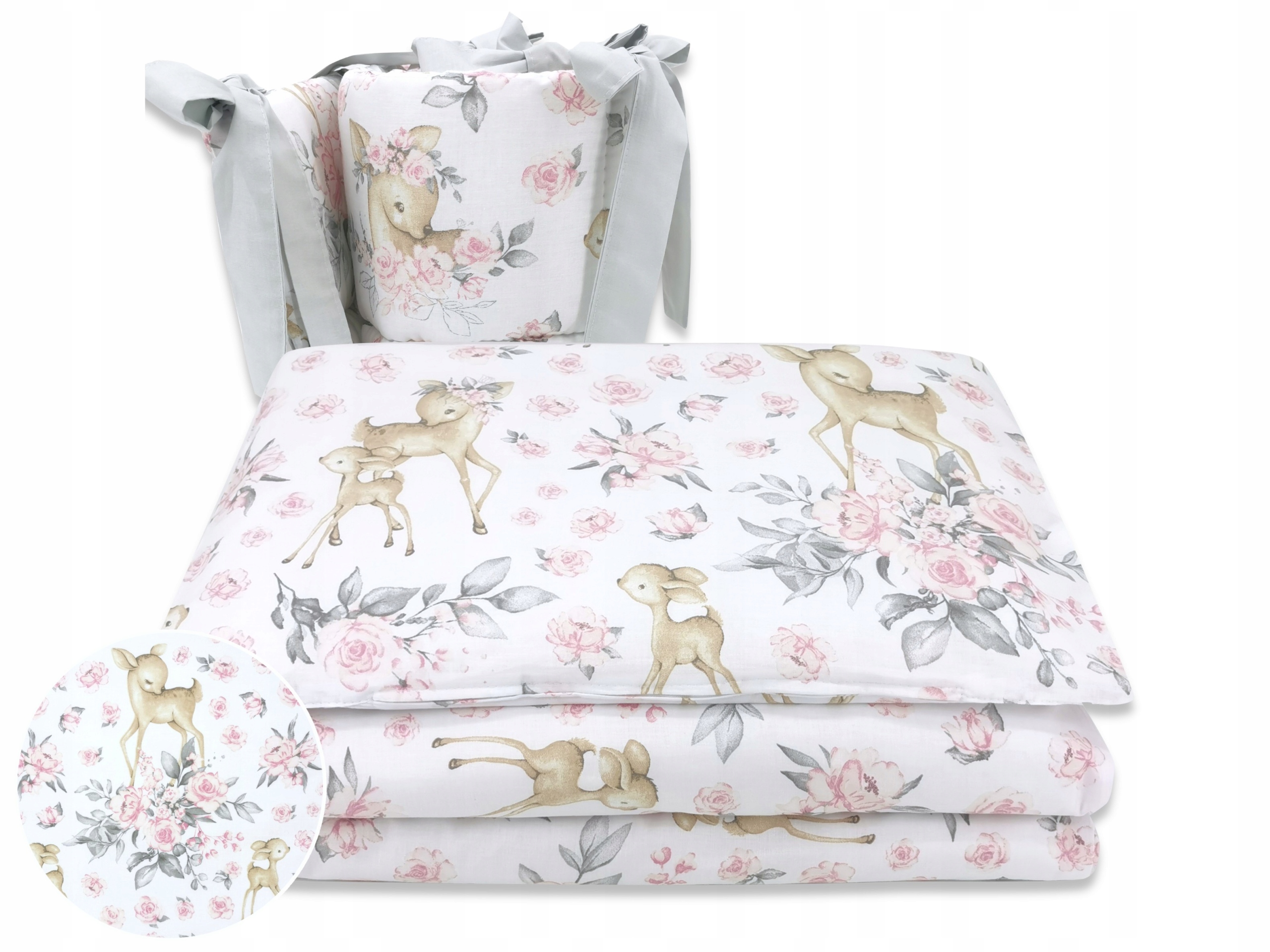 

Ochraniacz do łóżeczka 30x180 cm. Sarenka Różowa