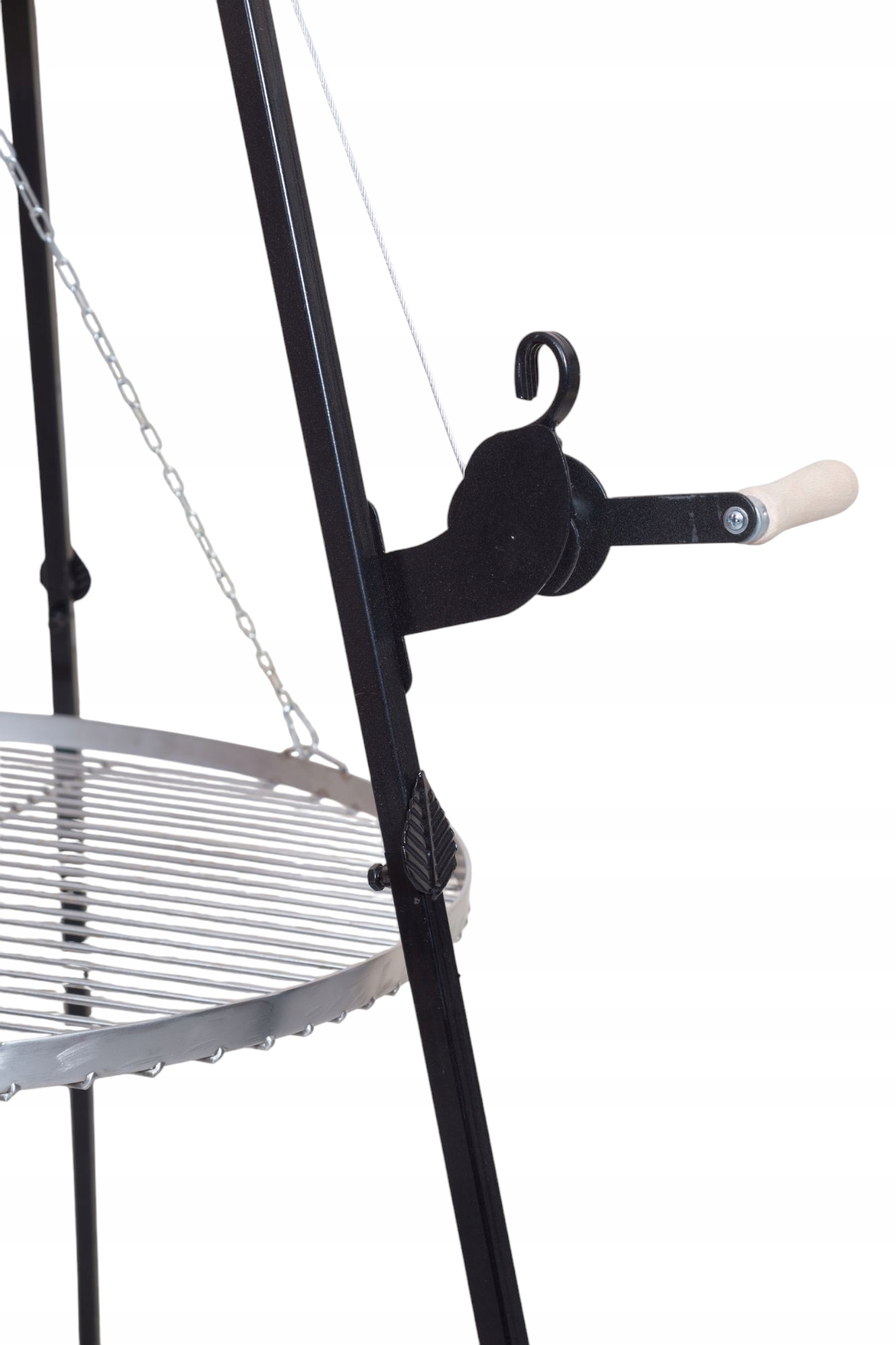 grill ogrodowy trójnóg stojak ruszt nierdzewny okrągły wiszący 80cm korbka