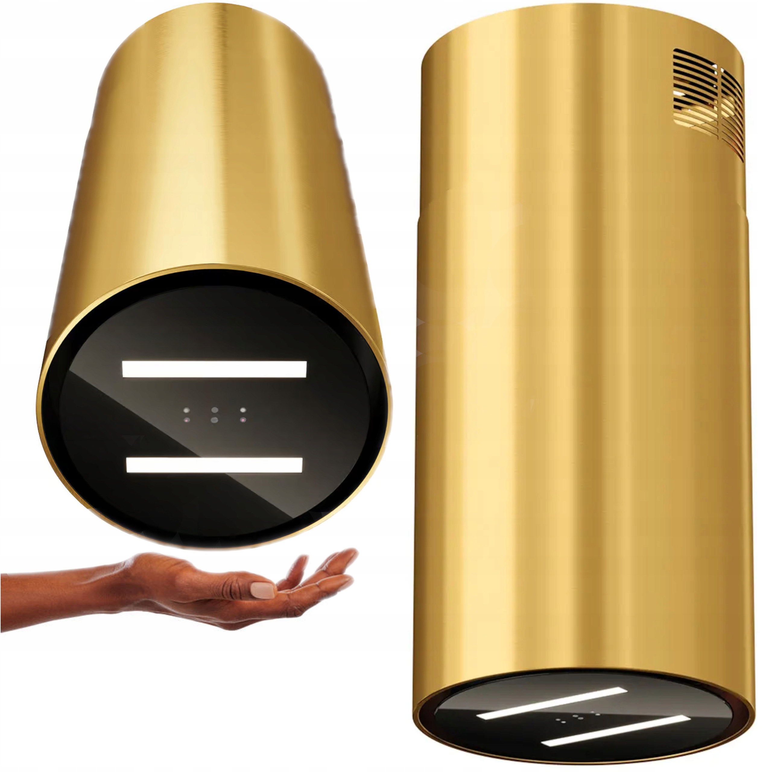 Okap Kuchenny kominowy Wyspowy Tuba Maan Led Gest hob2hood H2H 39 cm Złoty