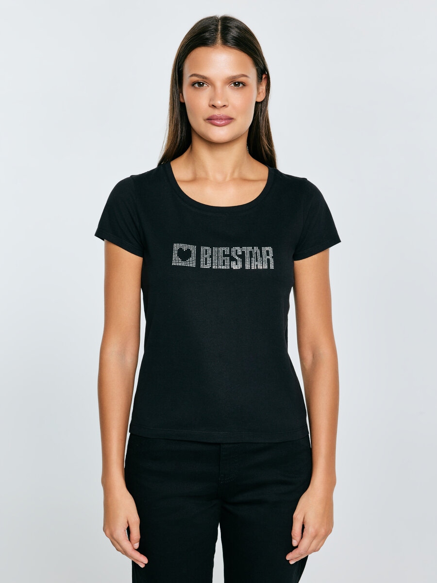 Big Star Tričko S Logem Big Star Ze Zirkonu Černé Avra 906 S