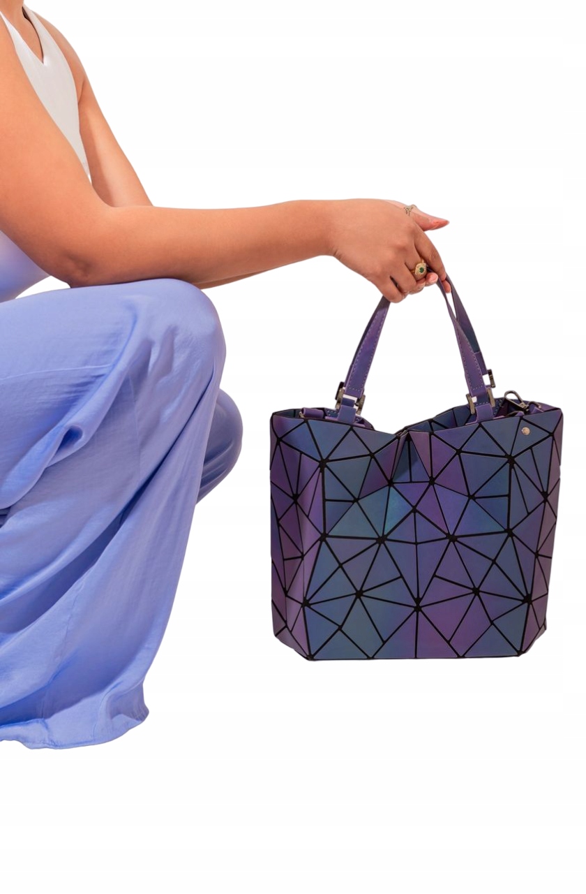 TOREBKA HOLOGRAFICZNA odblaskowa OmiDiamond pojemna A4 Wysokość 27 cm