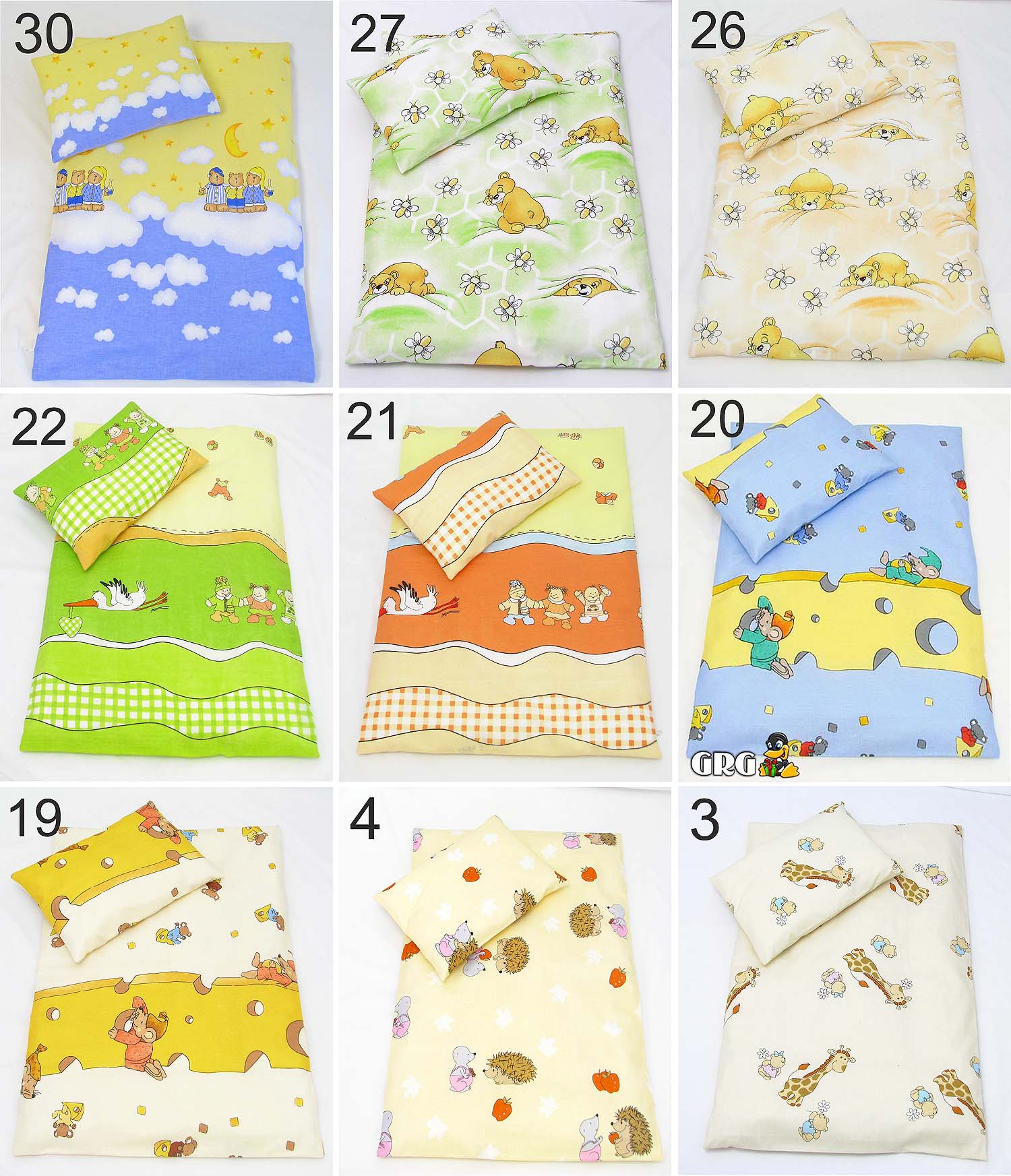 6 el Pościel do wózka kołdra poszewki komplet GRG Szerokość poduszki 35 cm