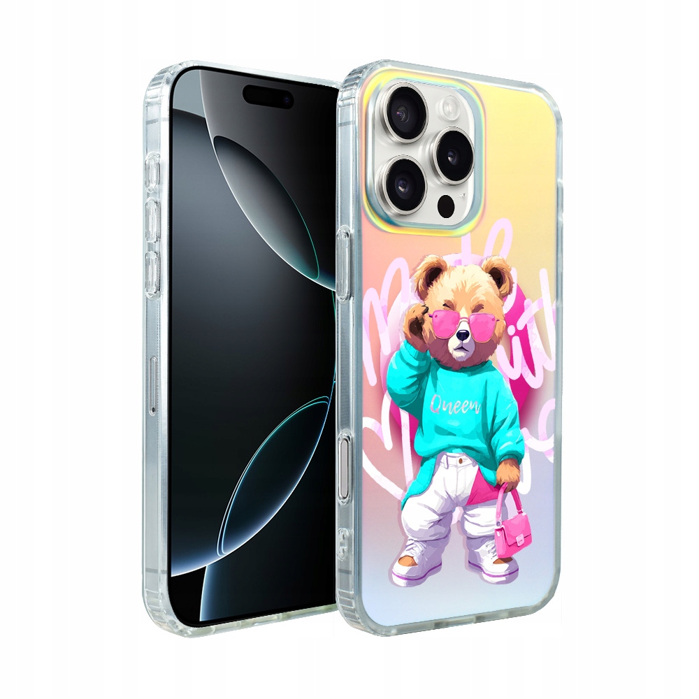 Pouzdro pro iPhone 16 Pro Ibizu s MagSafe, měnící barvu, stylový medvídek