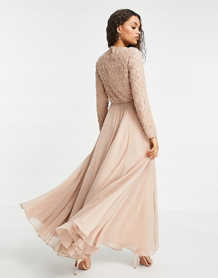 ASO PETITE ZDOBIONA MAXI SUKIENKA DŁUGI RĘKAW (36) Marka inna