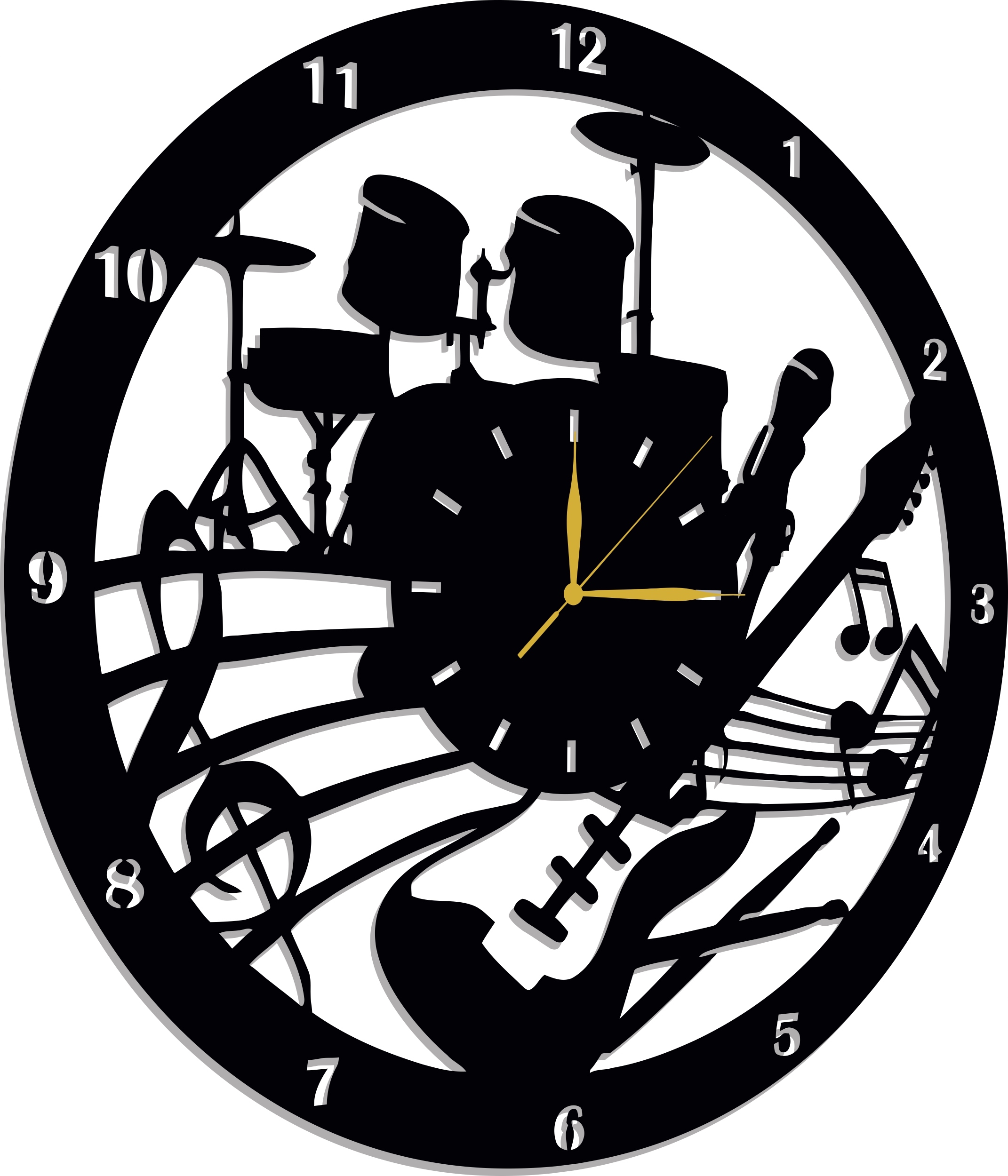 Hodinky Do Hudební Školy Pro Bubeníka, Kytaristu, Dárek 60 CM 3D