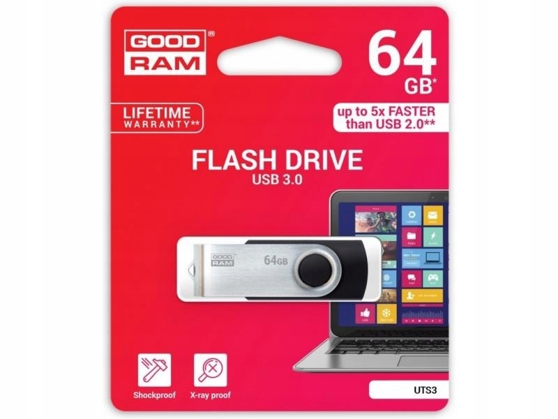 Goodram 64GB Usb 3.2 fekete pendrive Artisjus matricával UTS3-0640K0R11