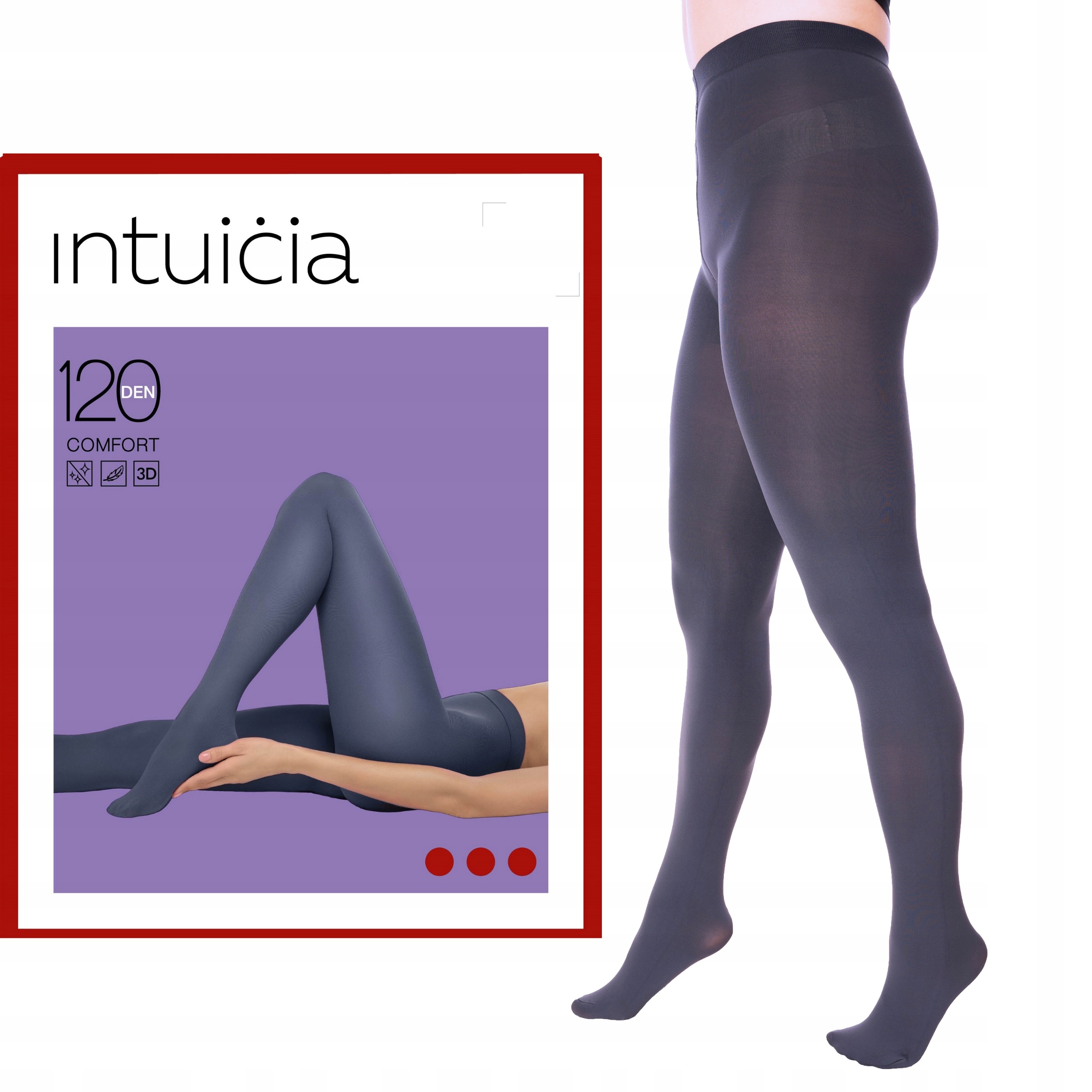 

Szare grube rajstopy Comfort 120DEN Intuicia roz.2