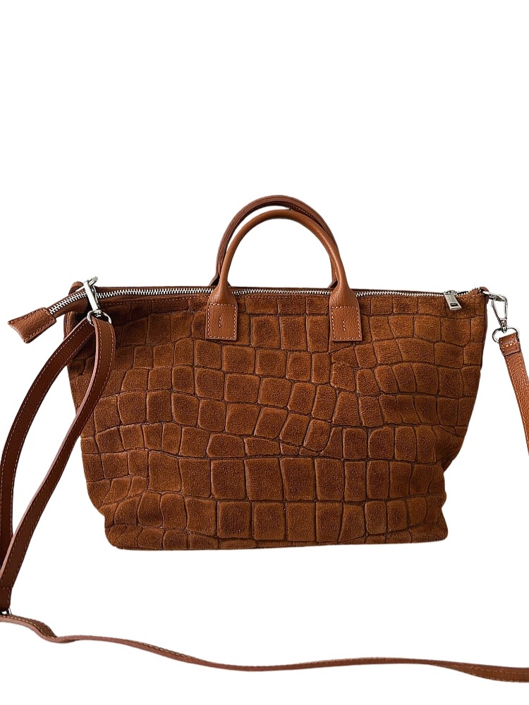 Laura Biaggi shopperová taška semišová camel design